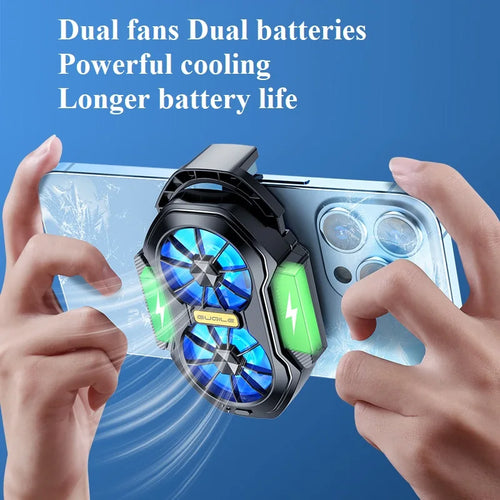 FS01 Dual Fan Rechargeable Mobile Phone Cooler Radiator Long Lasting Stronger Cooling Air Cooling Clip design with Game Button